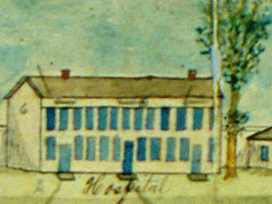 Historical drawing of the prison hospital