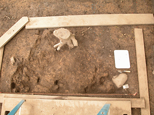 Final excavation shot of Feature 81, large brick-and-mortar feature